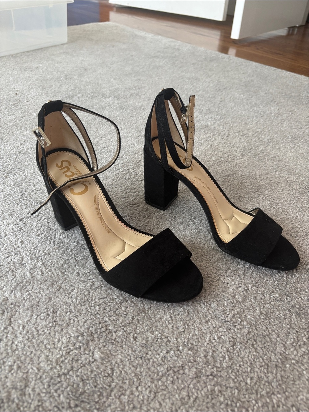 Circus by Sam Edelman Black Suede Ankle-Strap Block Heels
